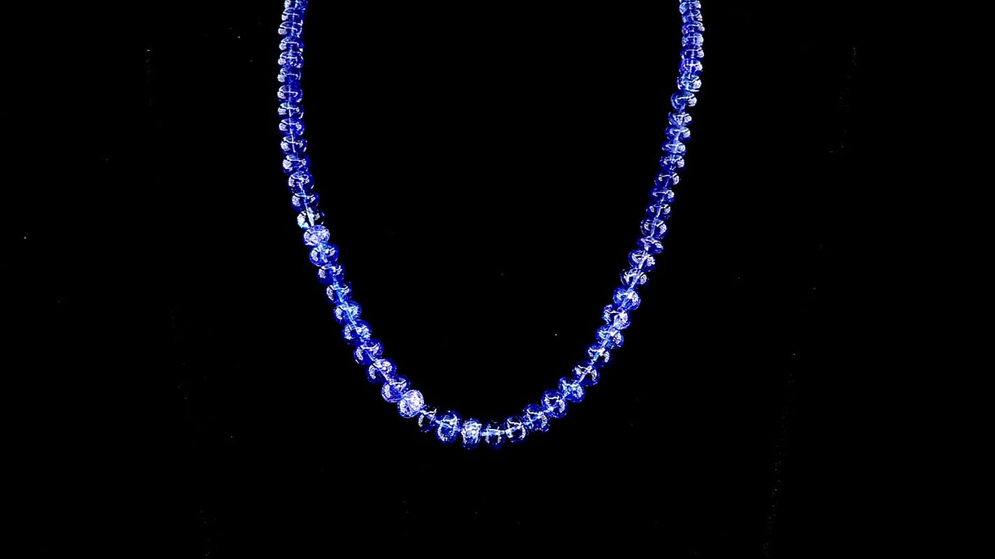 Certified and Appraised Iliana 18K White Gold AAA Tanzanite Beaded Necklace 18-20 Inches 200.00 ctw