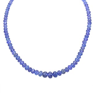 Certified and Appraised Iliana 18K White Gold AAA Tanzanite Beaded Necklace 18-20 Inches 200.00 ctw