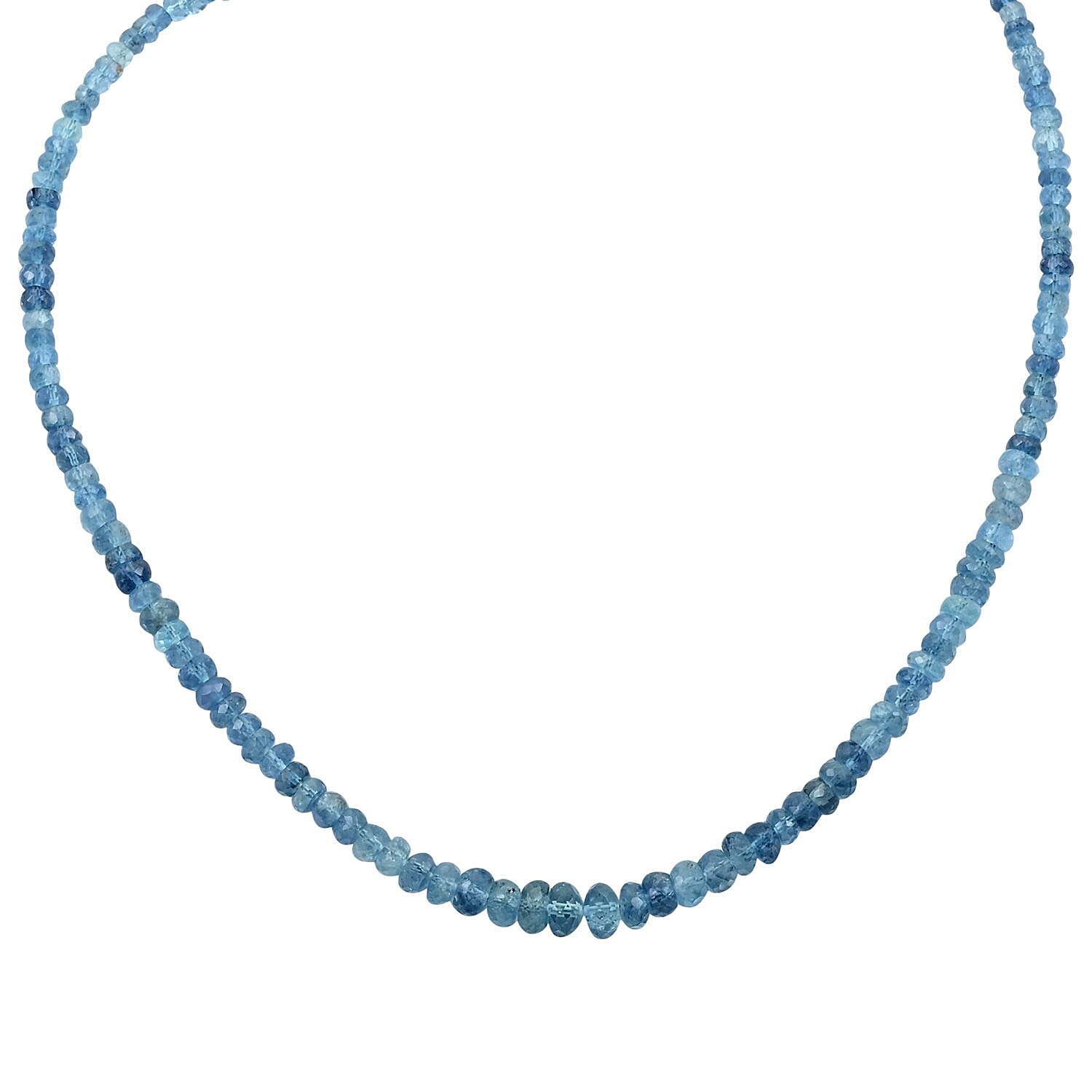Certified and Appraised Rhapsody 950 Platinum AAA Santa Maria Aquamarine Beaded Necklace 18-20 Inches 60.00 ctw