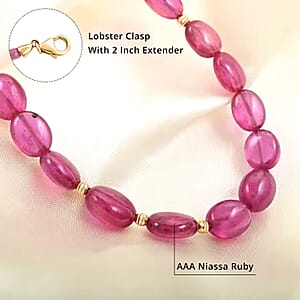Certified & Appraised Luxoro AAA Niassa Ruby (FF) 105.00 ctw Beaded Necklace 14K Yellow Gold 18-20 Inches