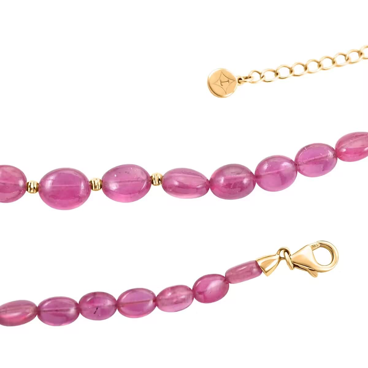 Certified & Appraised Luxoro AAA Niassa Ruby (FF) 105.00 ctw Beaded Necklace 14K Yellow Gold 18-20 Inches image number 4