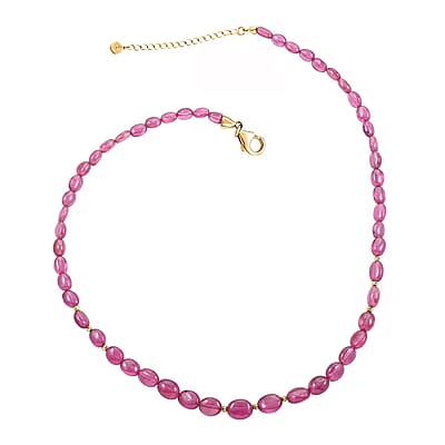 Certified & Appraised Luxoro AAA Niassa Ruby (FF) 105.00 ctw Beaded Necklace 14K Yellow Gold 18-20 Inches