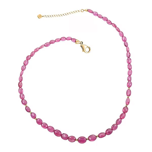 Certified & Appraised Luxoro AAA Niassa Ruby (FF) 105.00 ctw Beaded Necklace 14K Yellow Gold 18-20 Inches