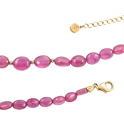 Certified & Appraised Luxoro AAA Niassa Ruby (FF) 105.00 ctw Beaded Necklace 14K Yellow Gold 18-20 Inches