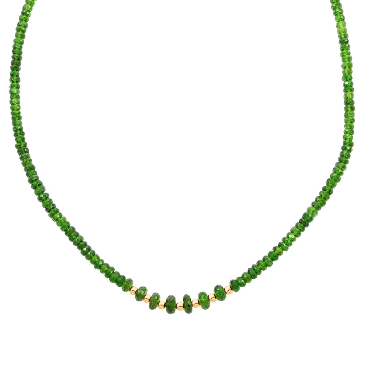 Luxoro AAA Chrome Diopside 80.00 ctw Beaded Necklace in 14K Yellow Gold (18-20 Inches) image number 2