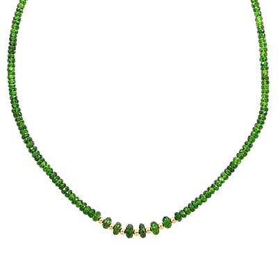 Luxoro AAA Chrome Diopside 80.00 ctw Beaded Necklace in 14K Yellow Gold (18-20 Inches)
