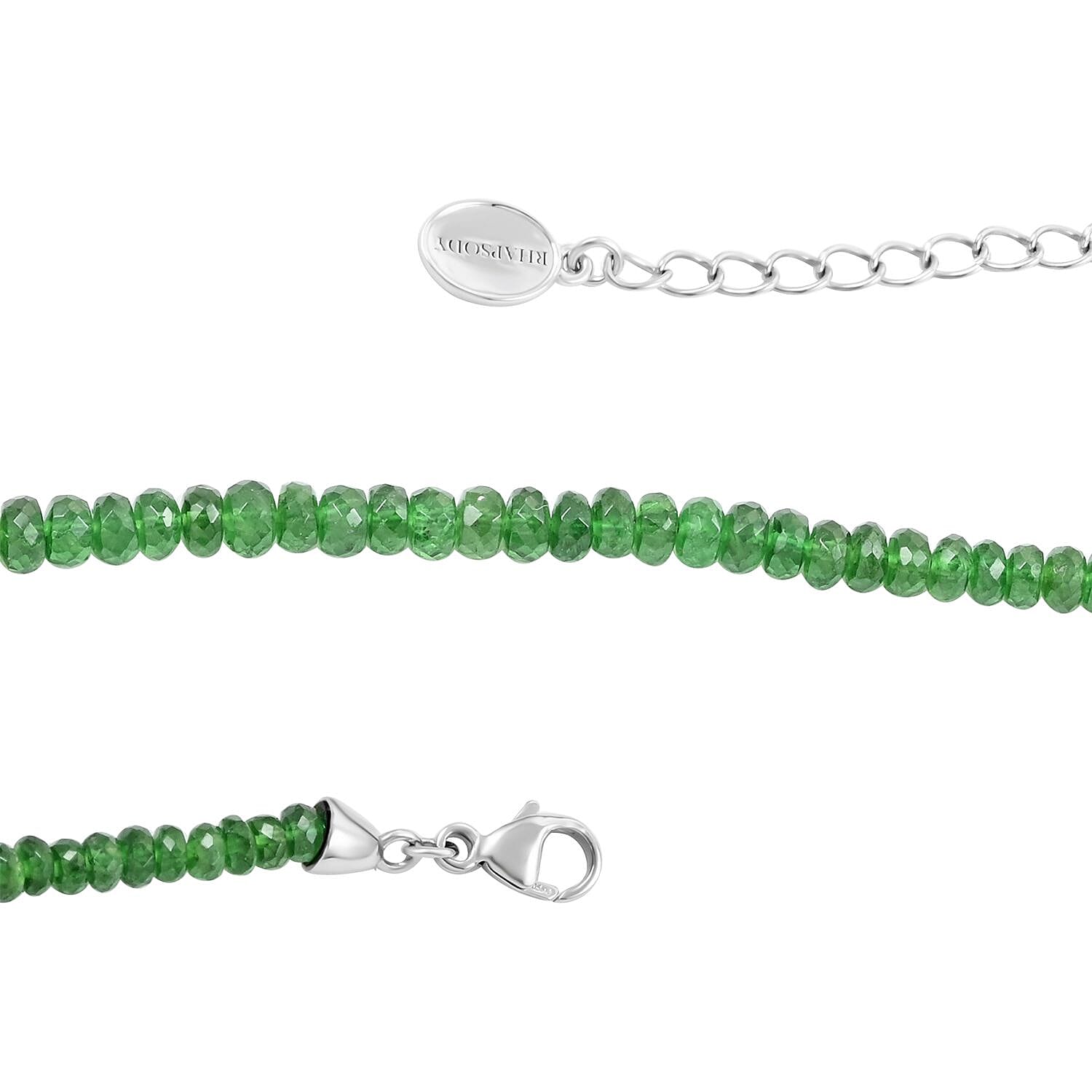 Rhapsody 950 Platinum AAAA Tsavorite Garnet Beaded Necklace (18-20 Inches) 54.00 ctw