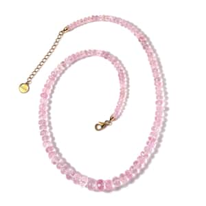 Iliana 18K Yellow Gold AAA Marropino Morganite Beaded Necklace 18 Inches with 2 Inch Extender 155.00 ctw