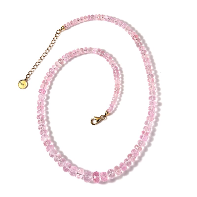 Certified & Appraised Iliana AAA Marropino Morganite 155.00 ctw Beaded Necklace in 18K Yellow Gold 18-20 Inches