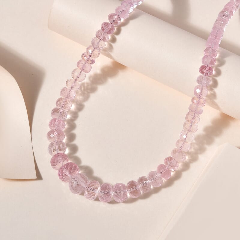 Certified & Appraised Iliana AAA Marropino Morganite 155.00 ctw Beaded Necklace in 18K Yellow Gold 18-20 Inches