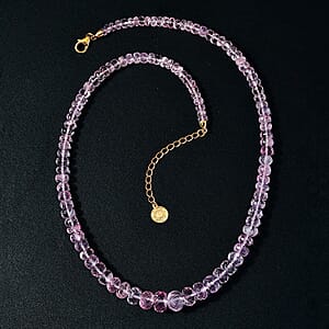 Iliana 18K Yellow Gold AAA Marropino Morganite Beaded Necklace 18 Inches with 2 Inch Extender 155.00 ctw