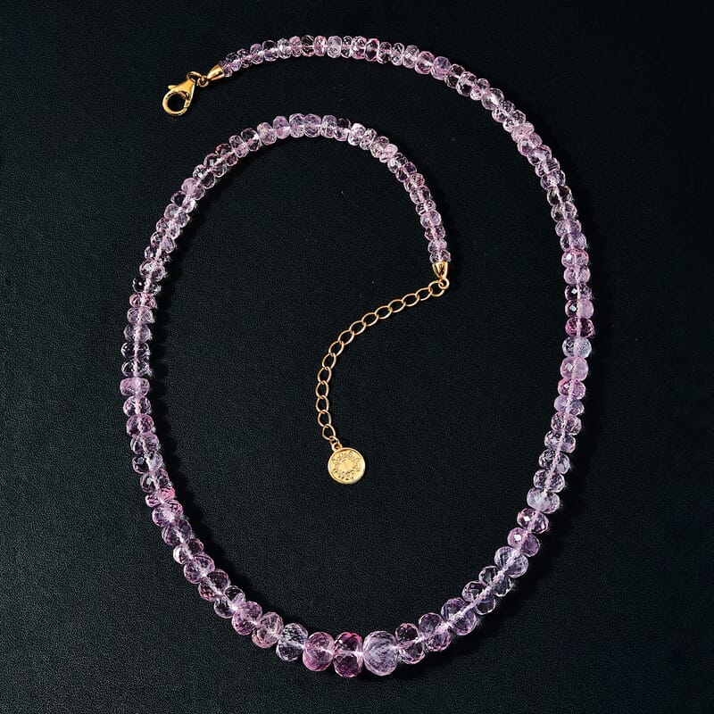 Certified & Appraised Iliana AAA Marropino Morganite 155.00 ctw Beaded Necklace in 18K Yellow Gold 18-20 Inches