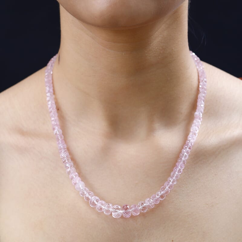 Certified & Appraised Iliana AAA Marropino Morganite 155.00 ctw Beaded Necklace in 18K Yellow Gold 18-20 Inches