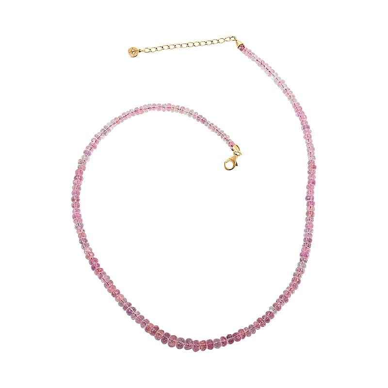 Luxoro 14K Yellow Gold Premium Marropino Morganite Beaded Necklace 18-20 Inches 100.00 ctw