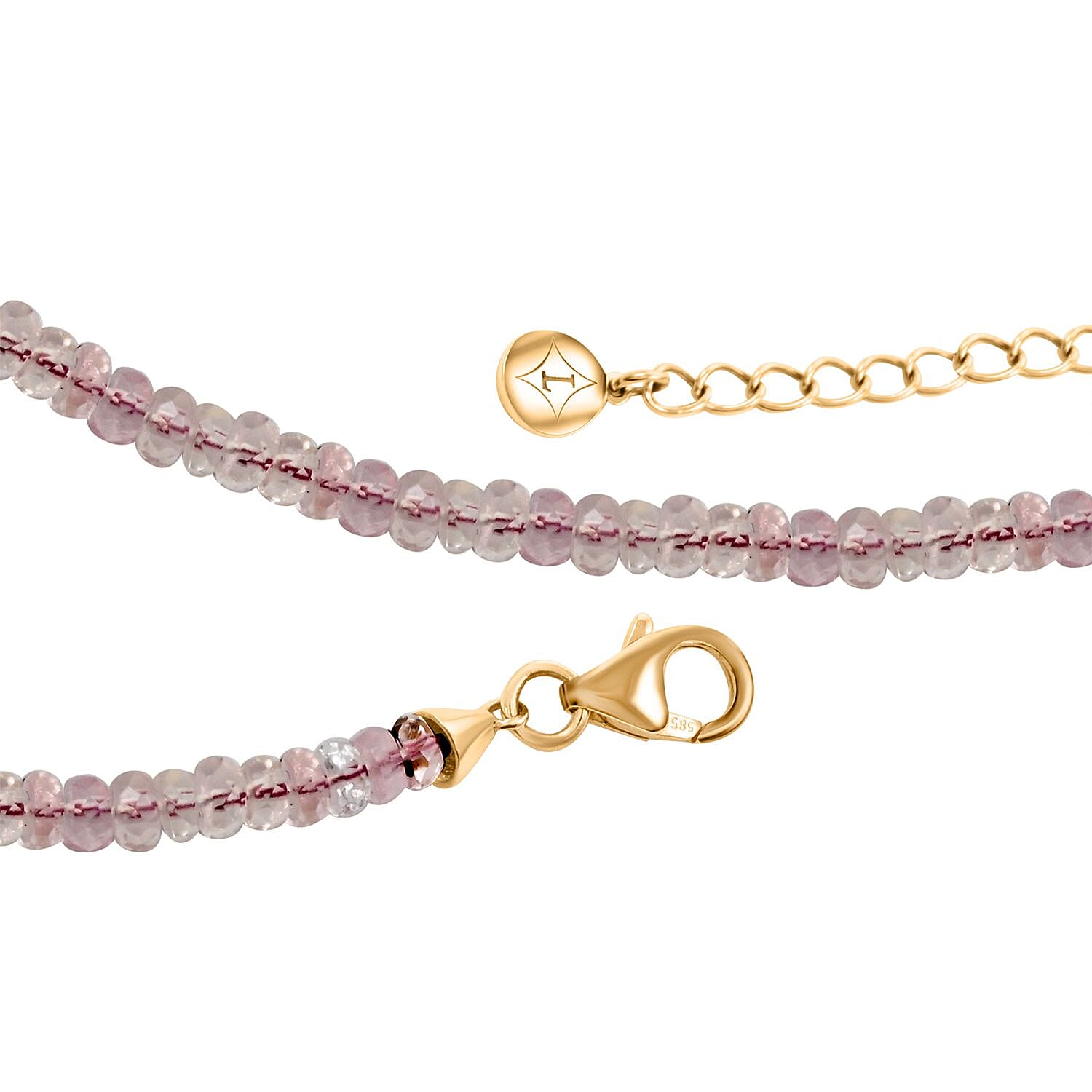 Luxoro 14K Yellow Gold Premium Marropino Morganite Beaded Necklace 18-20 Inches 100.00 ctw