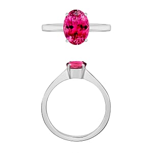 Ouro Fino Rubellite 1.30 ctw Solitaire Ring in Platinum Over Sterling Silver (Size 10.0) (Del. in 10-12 Days)