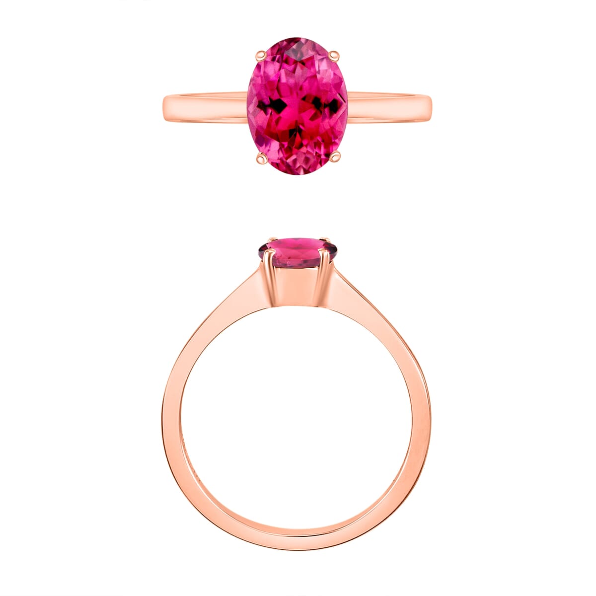 Ouro Fino Rubellite 1.30 ctw Solitaire Ring in Vermeil Rose Gold Over Sterling Silver (Size 10.0) image number 3