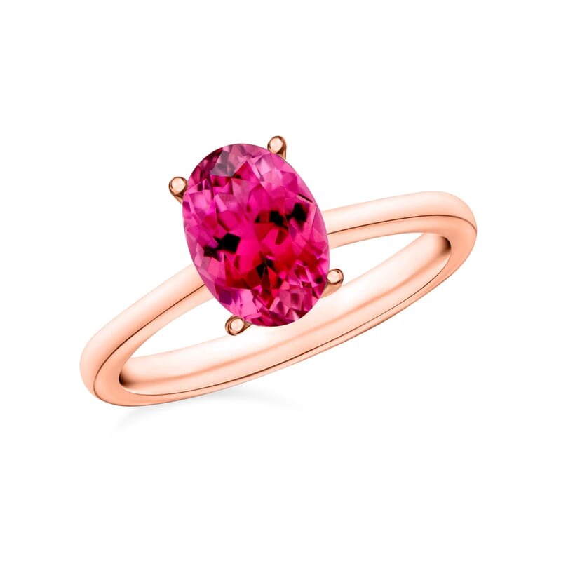 D'Joy Ouro Fino Rubellite 1.30 ctw Solitaire Ring in Vermeil Rose Gold Over Sterling Silver (Size 8.0)