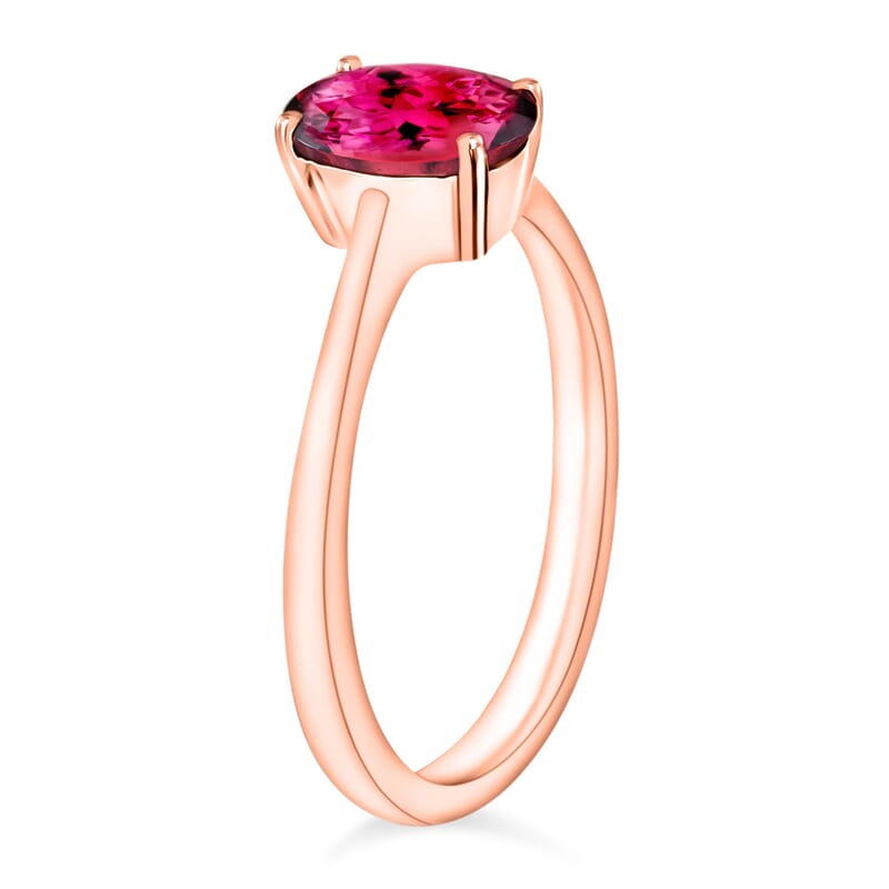 D'Joy Ouro Fino Rubellite 1.30 ctw Solitaire Ring in Vermeil Rose Gold Over Sterling Silver (Size 8.0)