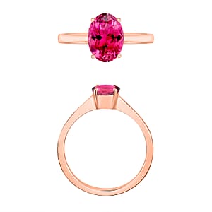 D'Joy Ouro Fino Rubellite 1.30 ctw Solitaire Ring in Vermeil Rose Gold Over Sterling Silver (Size 8.0) (Del. in 10-12 Days)