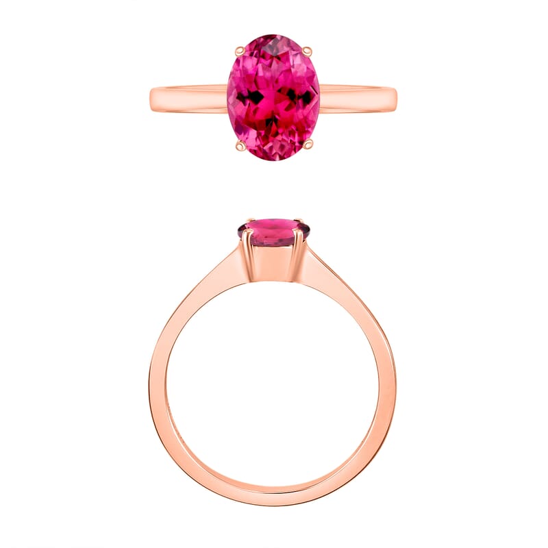 D'Joy Ouro Fino Rubellite 1.30 ctw Solitaire Ring in Vermeil Rose Gold Over Sterling Silver (Size 8.0)