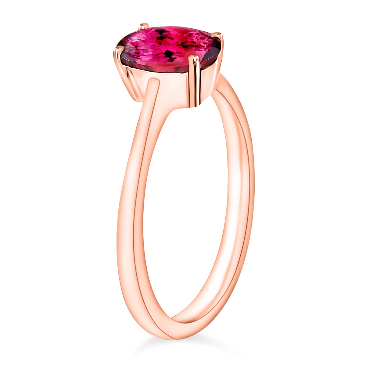 Ouro Fino Rubellite 1.30 ctw Solitaire Ring in Vermeil Rose Gold Over Sterling Silver (Size 9.0) image number 2