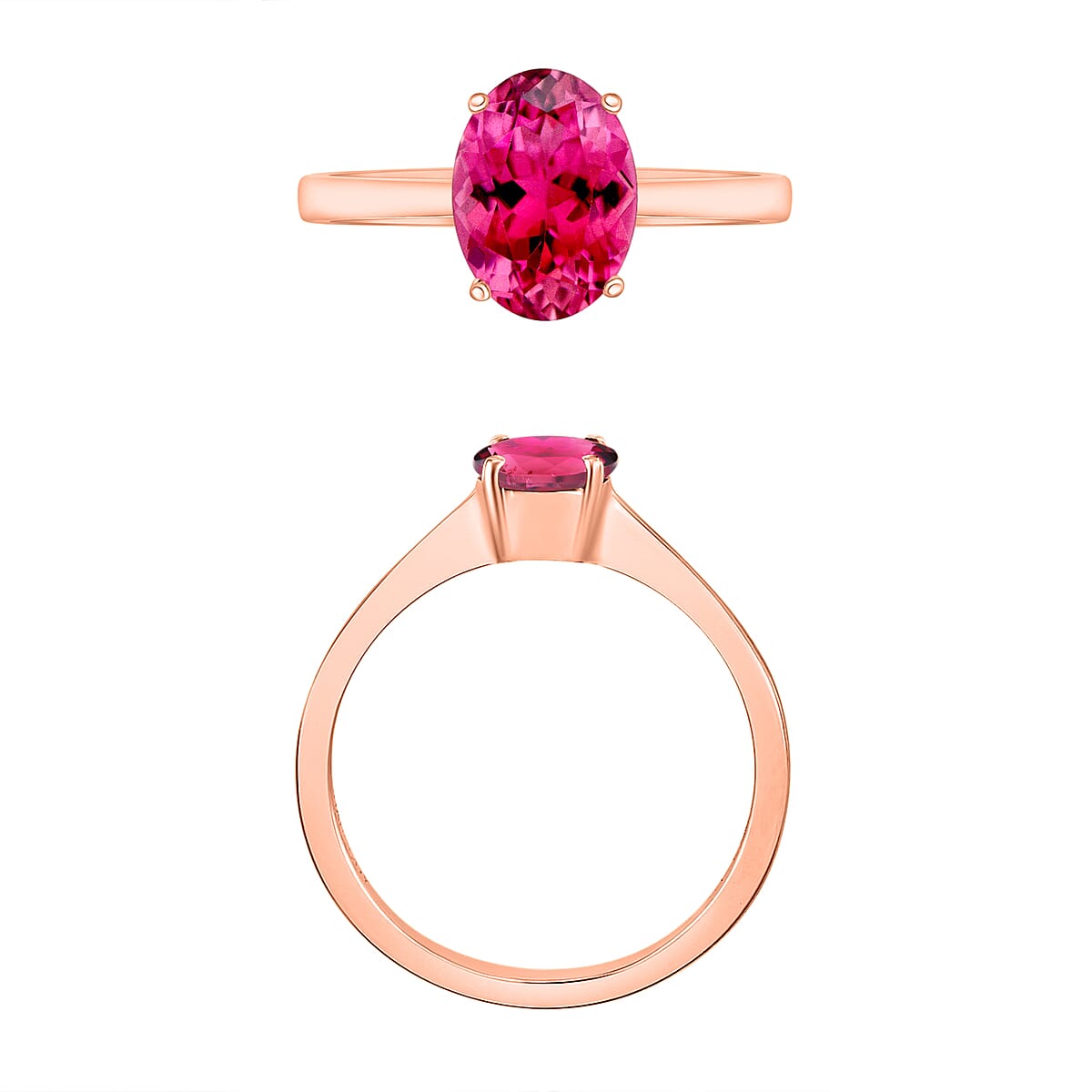 Ouro Fino Rubellite 1.30 ctw Solitaire Ring in Vermeil Rose Gold Over Sterling Silver (Size 9.0) image number 3