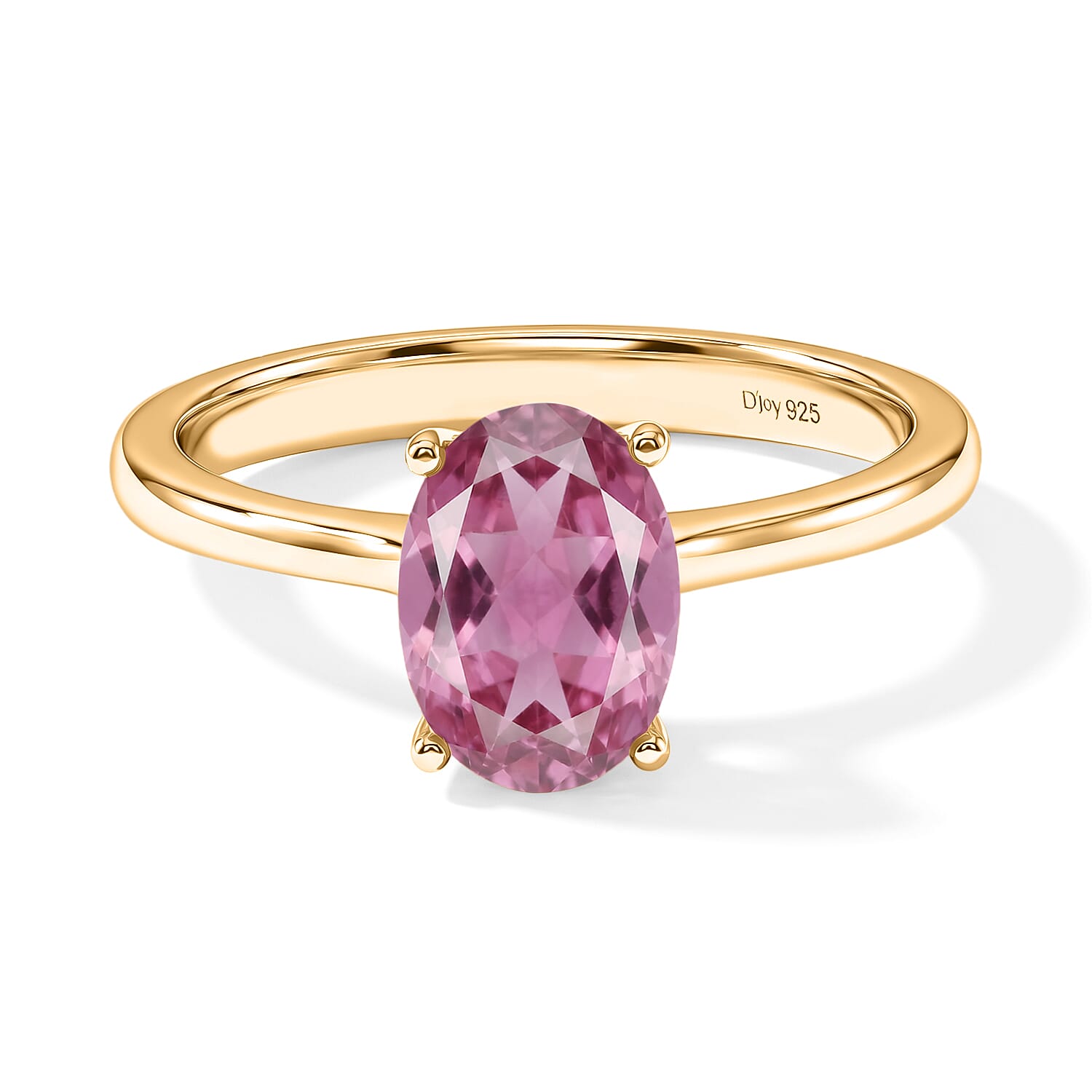 Ouro Fino Rubellite 1.30 ctw Solitaire Ring in Vermeil Yellow Gold Over Sterling Silver (Size 5.5)