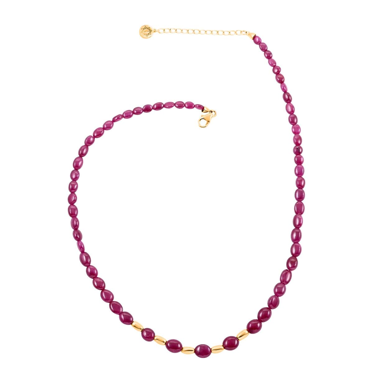 By Tony Diniz Certified and Appraised Iliana 18K Yellow Gold AAA Montepuez Ruby Beaded Necklace 18-20 Inches 80.00 ctw image number 0