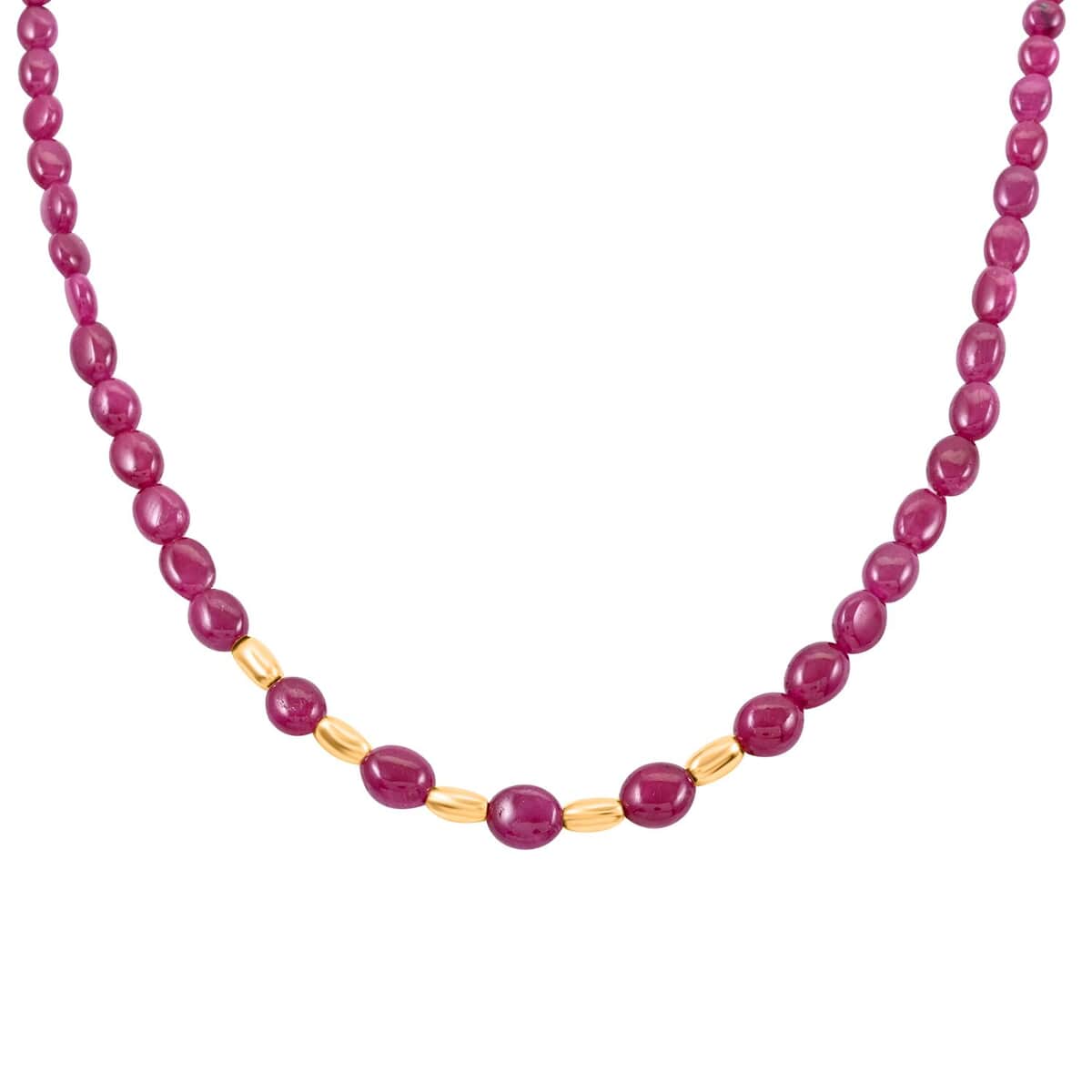 By Tony Diniz Certified and Appraised Iliana 18K Yellow Gold AAA Montepuez Ruby Beaded Necklace 18-20 Inches 80.00 ctw image number 2