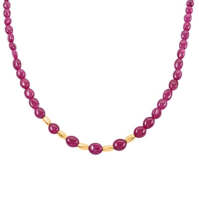 Certified and Appraised Iliana AAA Montepuez Ruby 80.00 ctw Beaded Necklace in 18K Yellow Gold 18-20 Inches