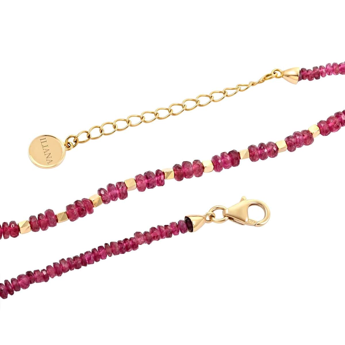 Iliana 18K Yellow Gold AAA Ouro Fino Rubellite Beaded Necklace 18-20 Inches 40.00 ctw image number 2