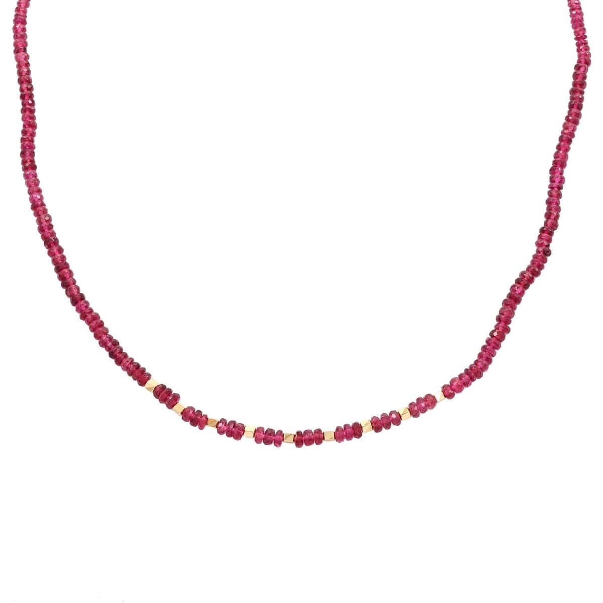 Iliana 18K Yellow Gold AAA Ouro Fino Rubellite Beaded Necklace 18-20 Inches 40.00 ctw image number 3