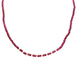 Iliana 18K Yellow Gold AAA Ouro Fino Rubellite Beaded Necklace 18-20 Inches 40.00 ctw