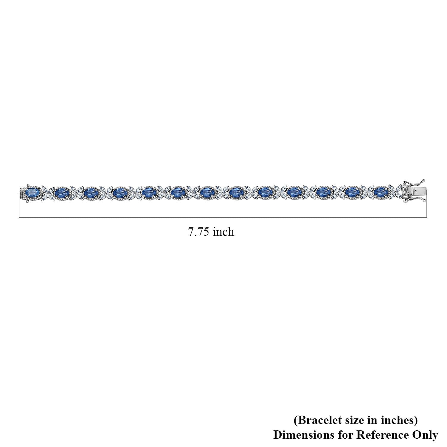 Kashmir Kyanite and White Topaz Bracelet in Platinum Over Sterling Silver (7.25 In) 19.40 ctw