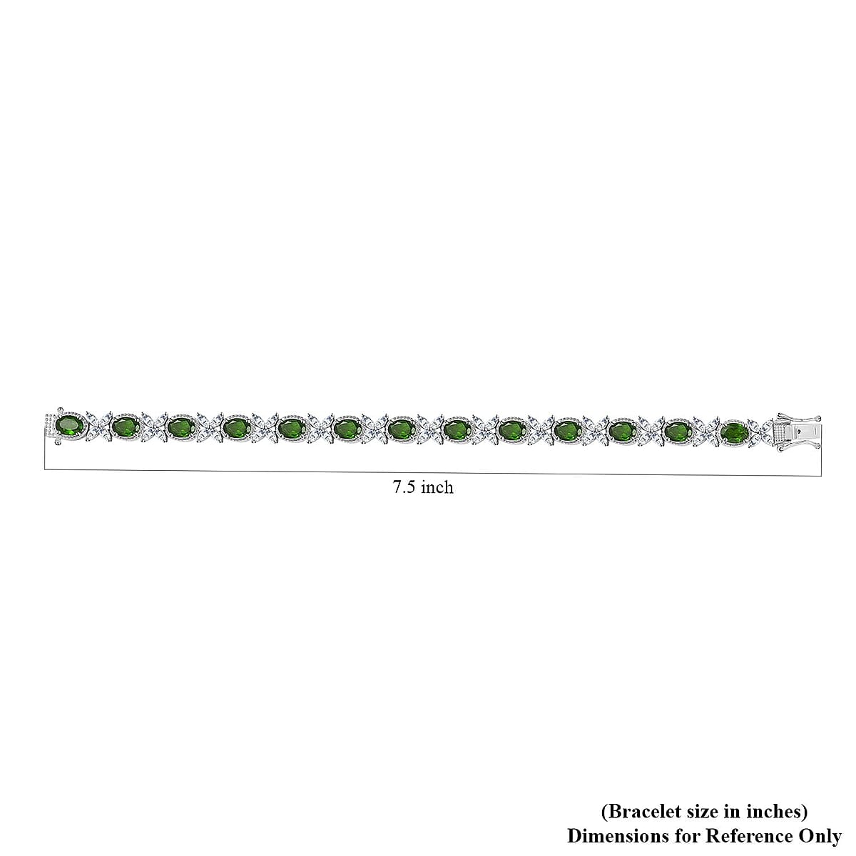 Chrome Diopside and White Topaz Bracelet in Platinum Over Sterling Silver (7.25 In) 15.75 ctw image number 4