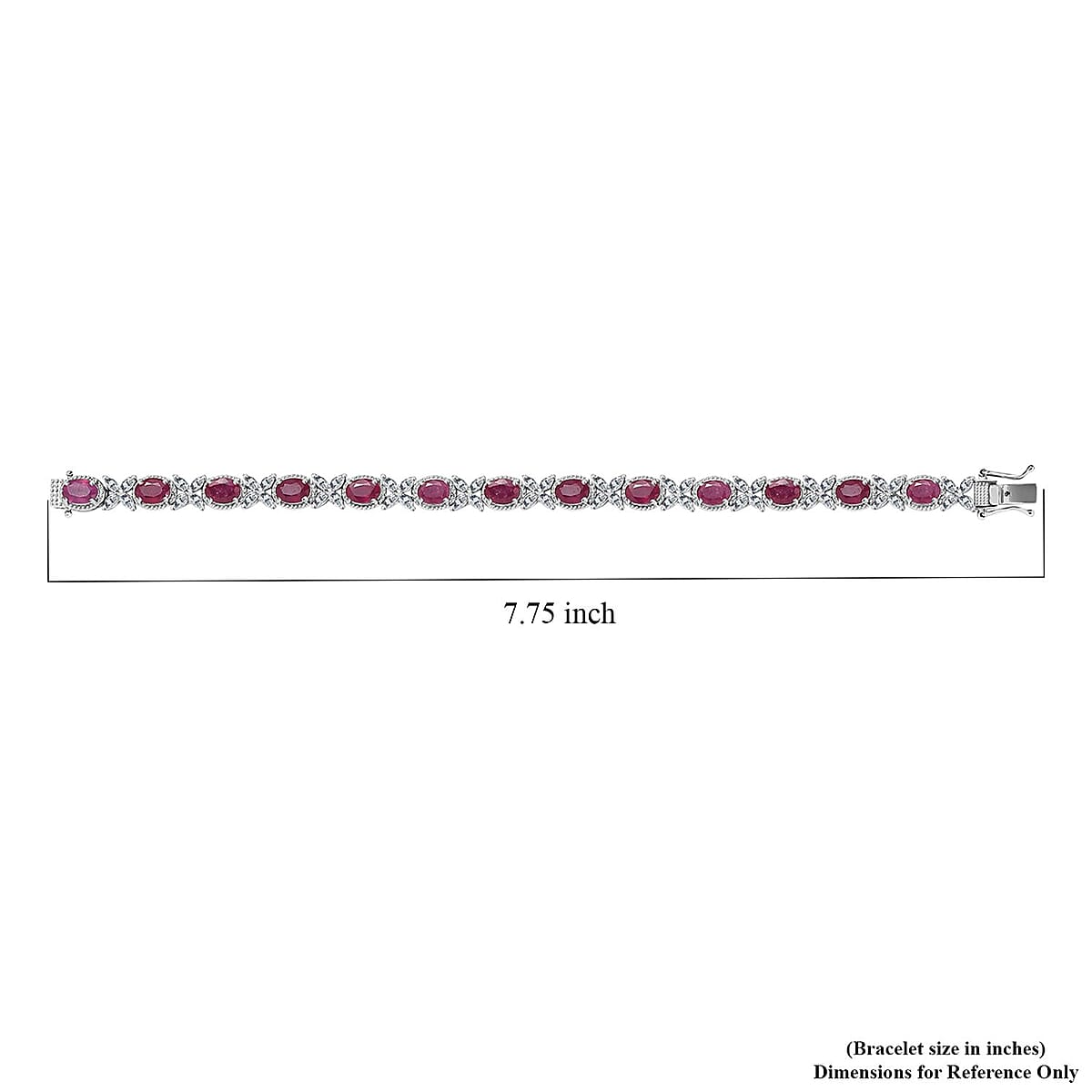 Niassa Ruby (FF) and White Topaz Bracelet in Platinum Over Sterling Silver (7.25 In) 20.00 ctw image number 4