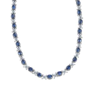 Kashmir Kyanite and White Topaz Necklace 18 Inches in Platinum Over Sterling Silver 42.75 ctw