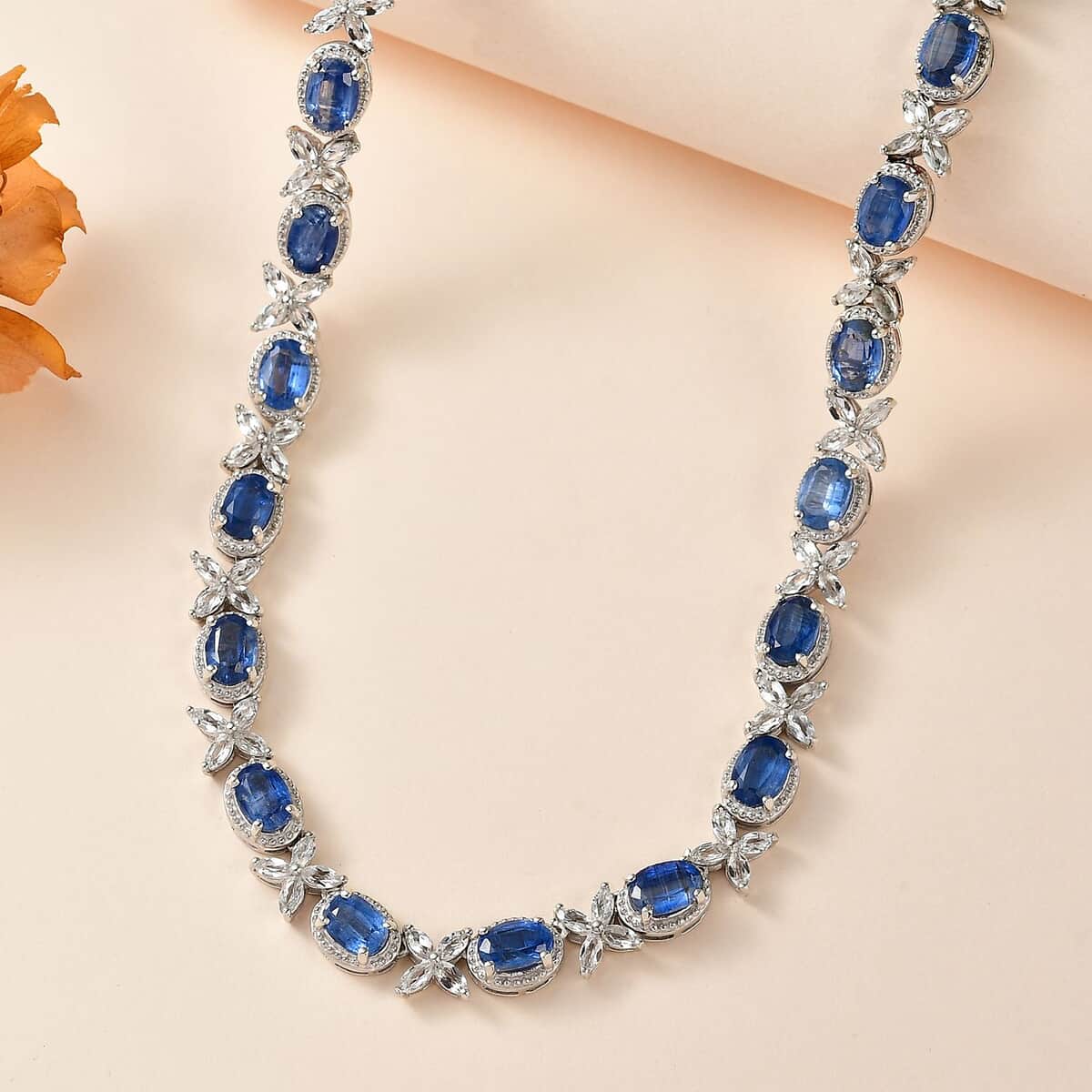 Kashmir Kyanite and White Topaz Necklace 18 Inches in Platinum Over Sterling Silver 42.75 ctw image number 1