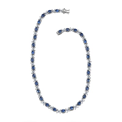 Kashmir Kyanite and White Topaz Necklace 18 Inches in Platinum Over Sterling Silver 42.75 ctw