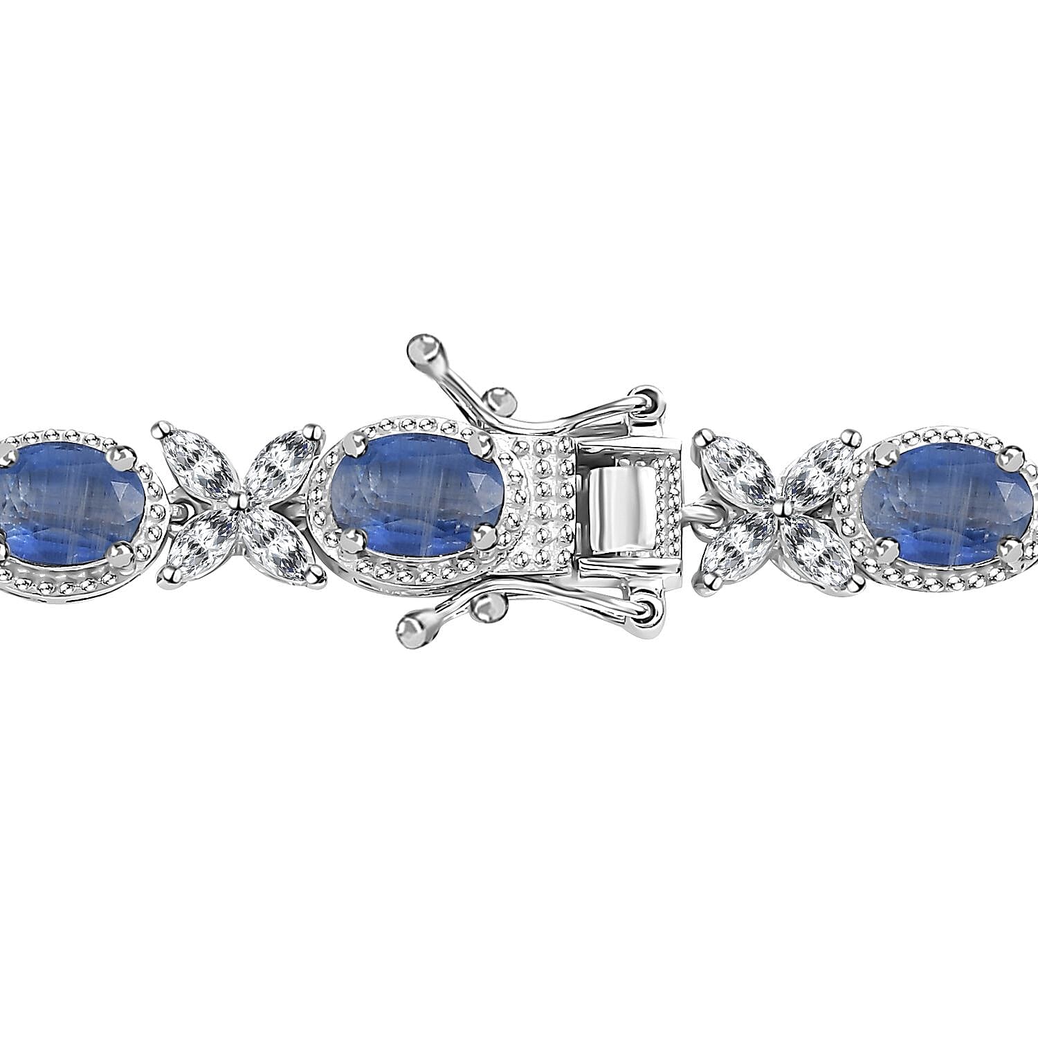 Kashmir Kyanite and White Topaz Necklace 18 Inches in Platinum Over Sterling Silver 42.75 ctw