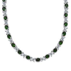 D'Joy Chrome Diopside and White Topaz Necklace 18 Inches in Platinum Over Sterling Silver 39.90 ctw