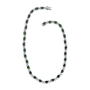 D'Joy Chrome Diopside and White Topaz Necklace 18 Inches in Platinum Over Sterling Silver 39.90 ctw