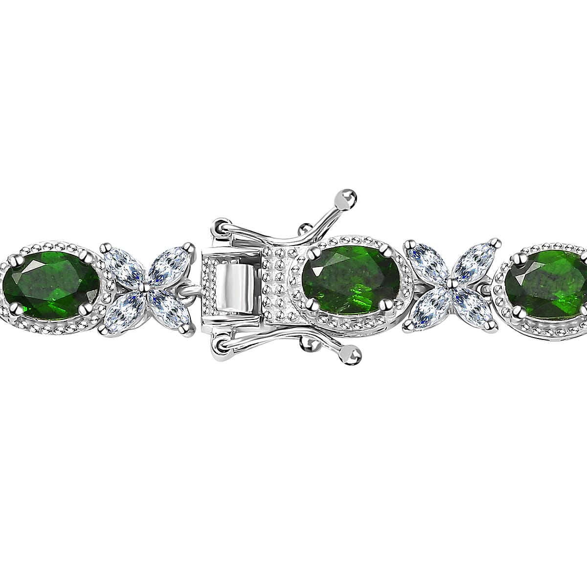 Chrome Diopside and White Topaz Necklace 18 Inches in Platinum Over Sterling Silver 39.90 ctw image number 4