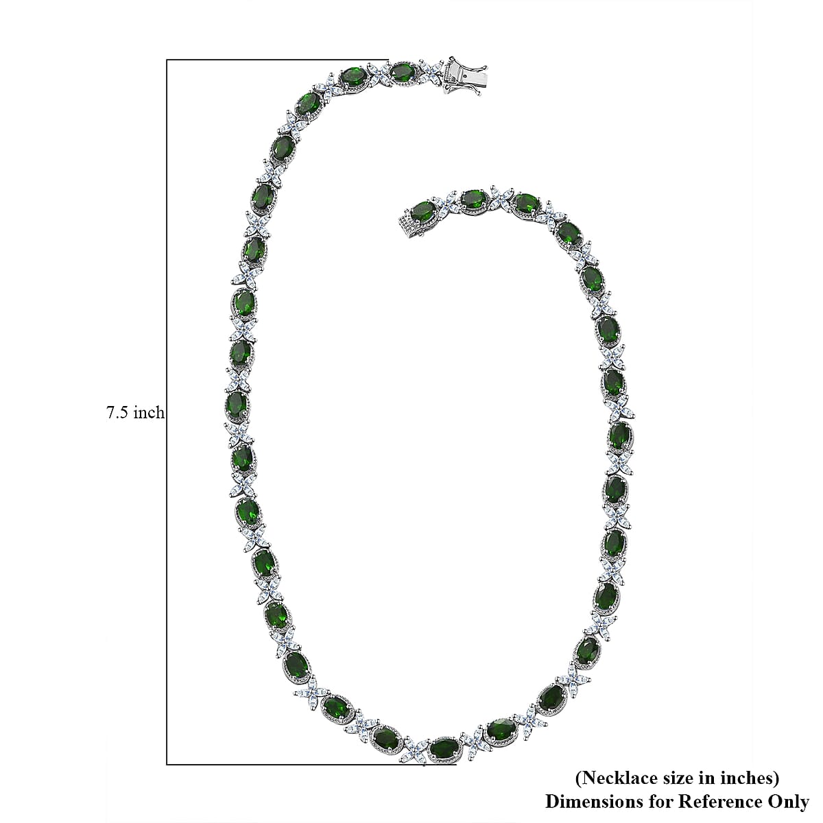 Chrome Diopside and White Topaz Necklace 18 Inches in Platinum Over Sterling Silver 39.90 ctw image number 5