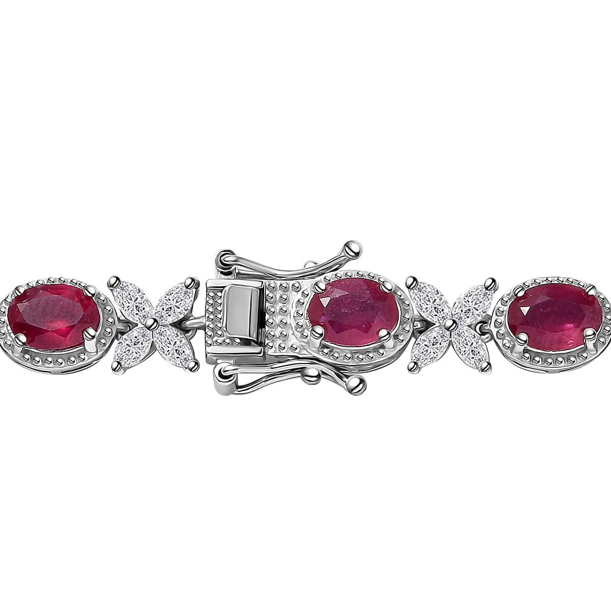 Niassa Ruby (FF) and White Topaz Necklace 18 Inches in Platinum Over Sterling Silver 49.30 ctw image number 4