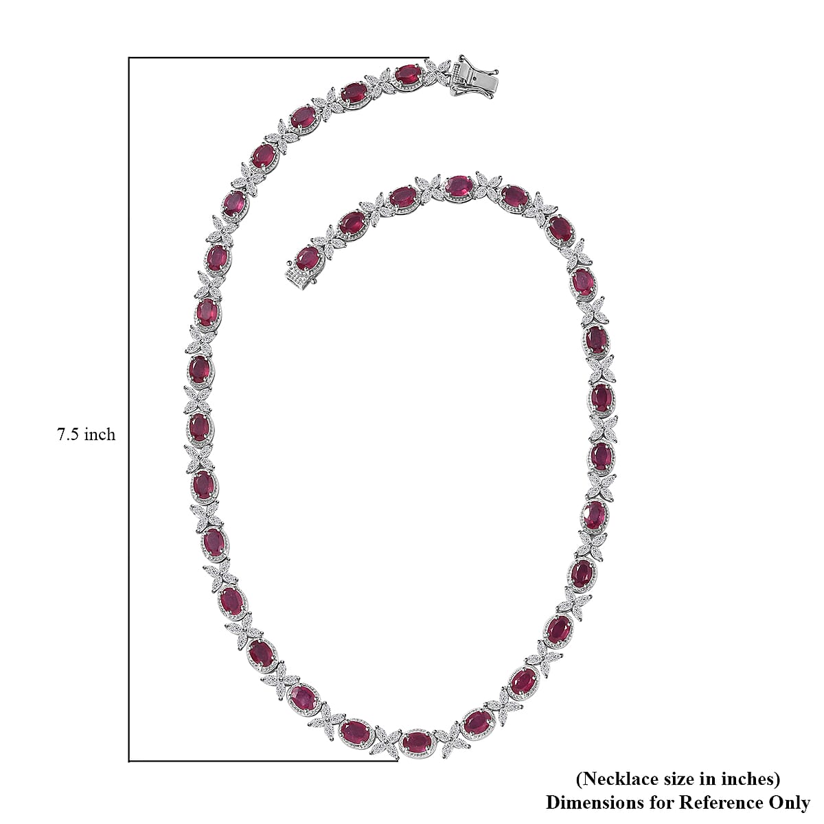 Niassa Ruby (FF) and White Topaz Necklace 18 Inches in Platinum Over Sterling Silver 49.30 ctw image number 5