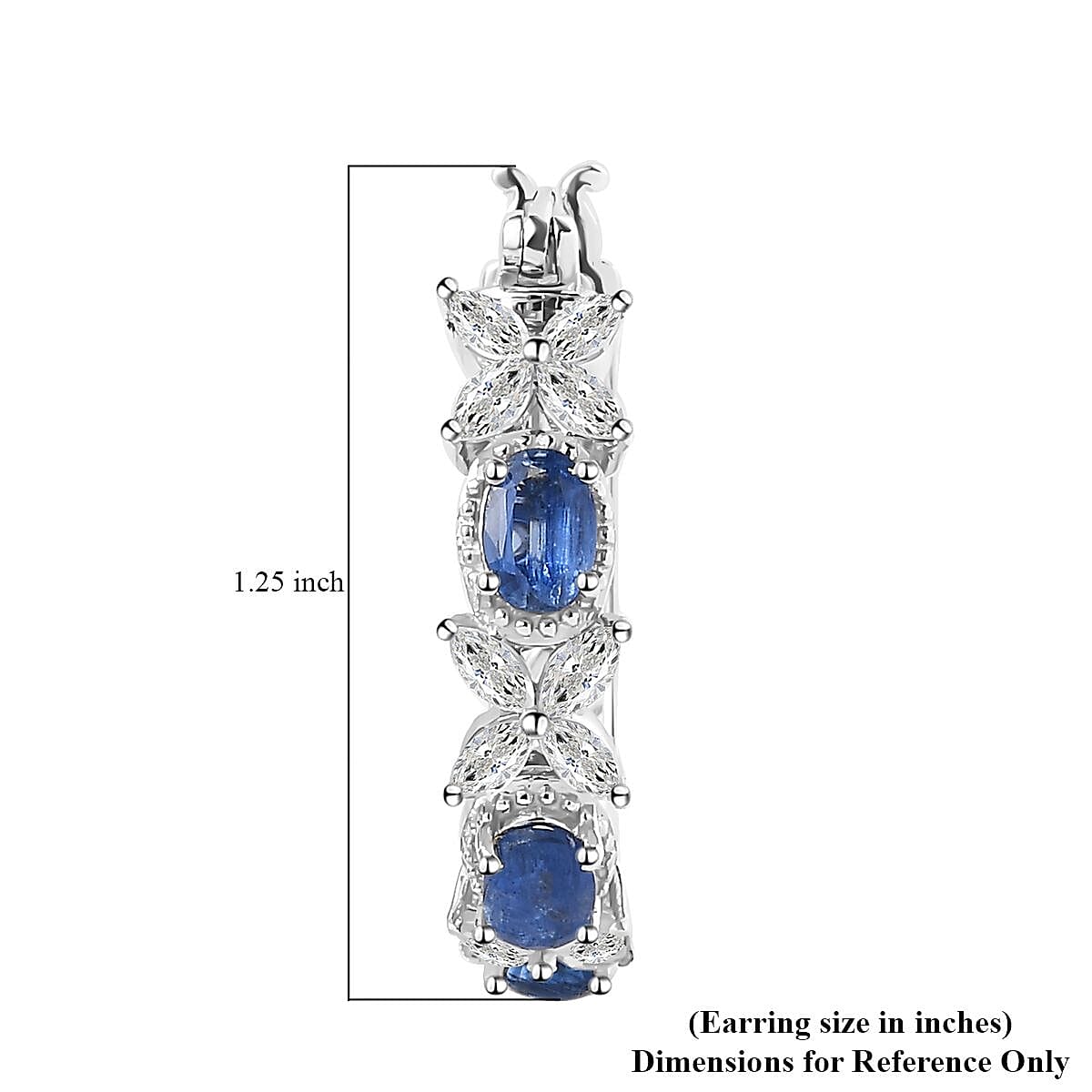 Kashmir Kyanite and White Topaz Hoop Earrings in Platinum Over Sterling Silver 6.00 ctw