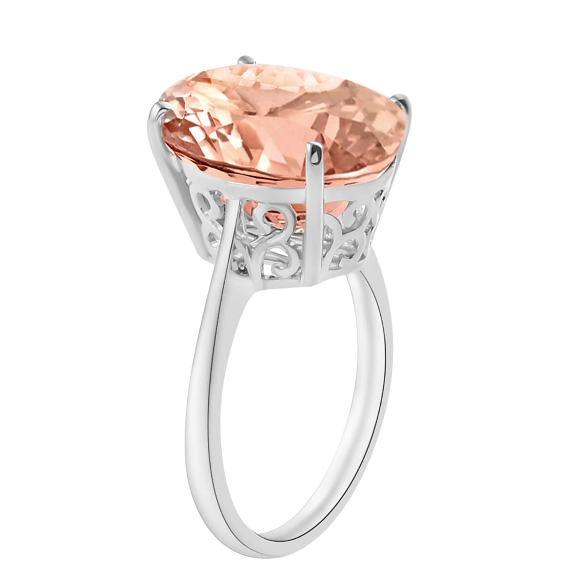 Luxoro AAA Marropino Morganite 7.00 ctw Solitaire Ring in 14K White Gold (Size 6.0) 4 Grams image number 2