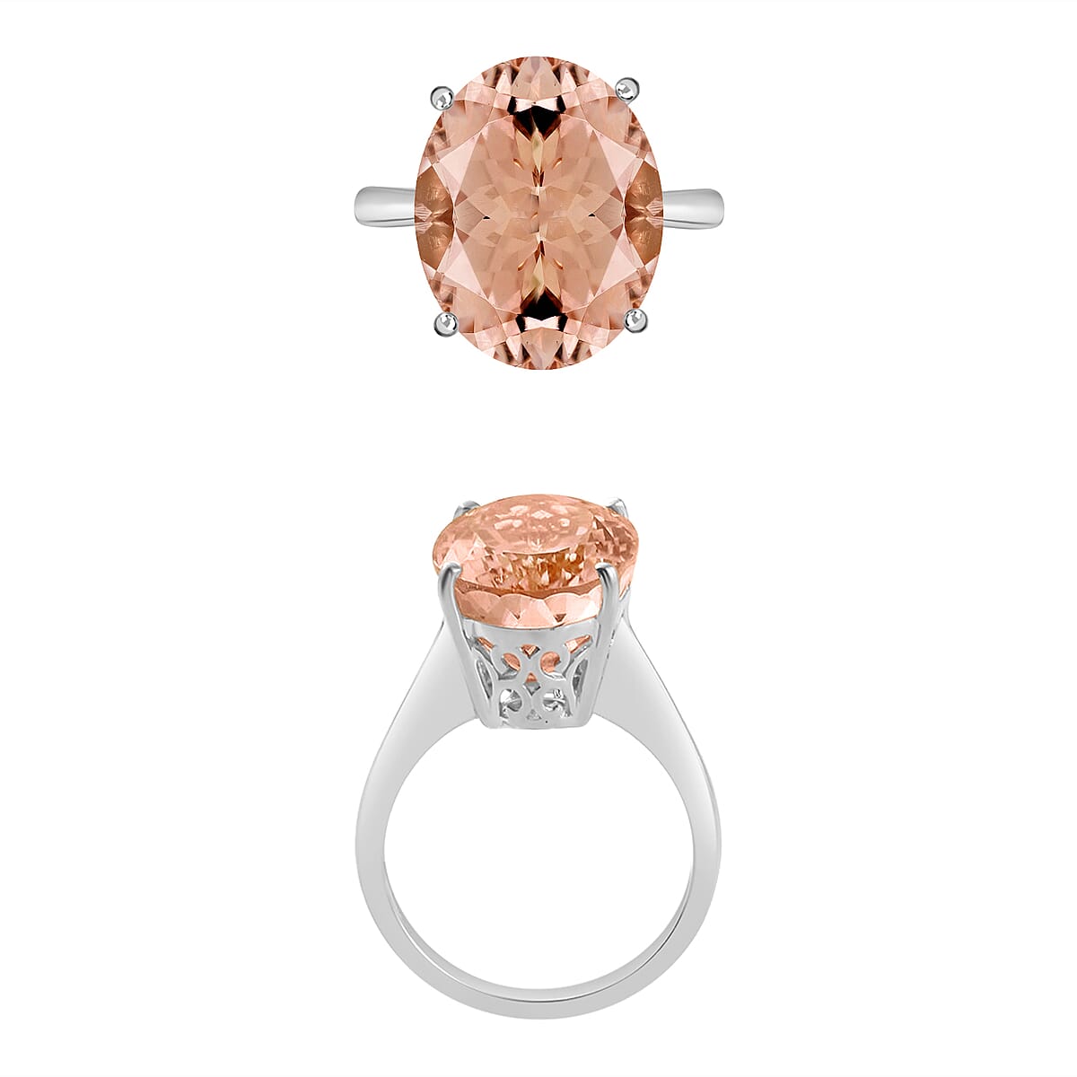 Luxoro AAA Marropino Morganite 7.00 ctw Solitaire Ring in 14K White Gold (Size 6.0) 4 Grams image number 3